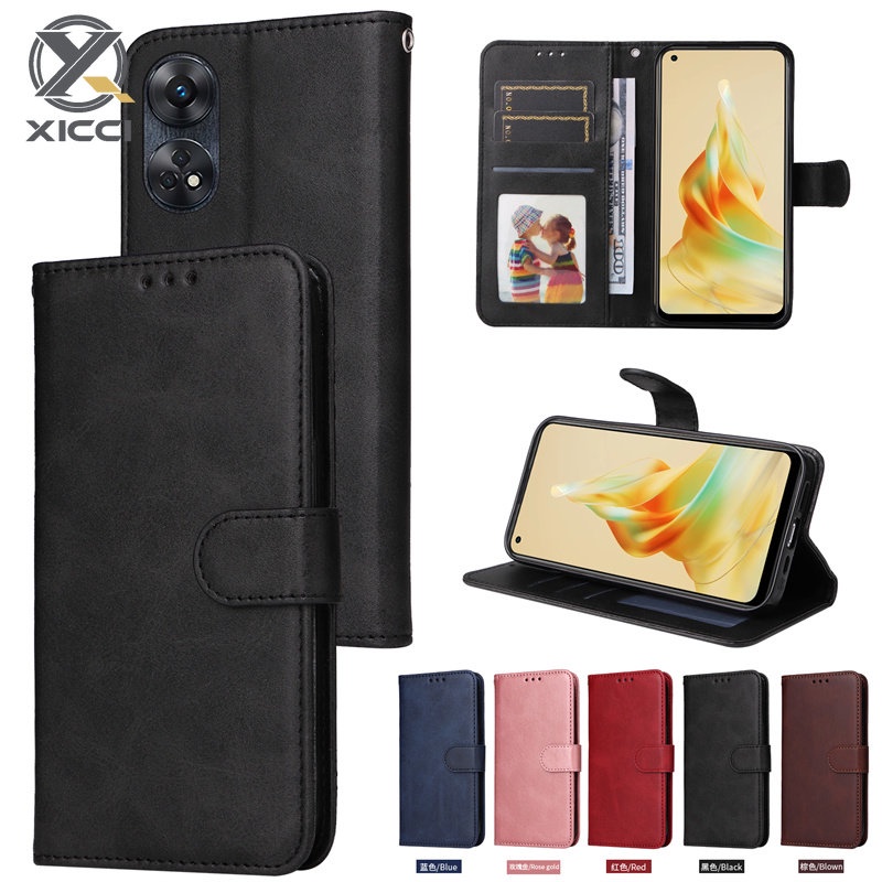 Xicci 適用於 OPPO Reno 8T 4G 手機殼帶信用卡支架磁性錢包翻蓋皮套