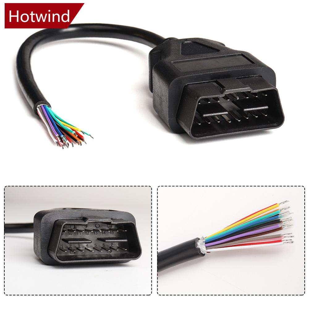 Hotwind 30cm OBD2 16Pin 公插頭連接器母延長開口電纜自動掃描儀電纜 OBDII 16Pin OBD