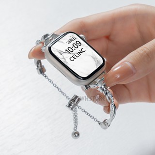 輕奢簡約 金屬編織鑲鑽錶帶 適用於 Apple Watch S10 9 8 7 6 SE 錶帶 40 46mm 蘋果錶帶