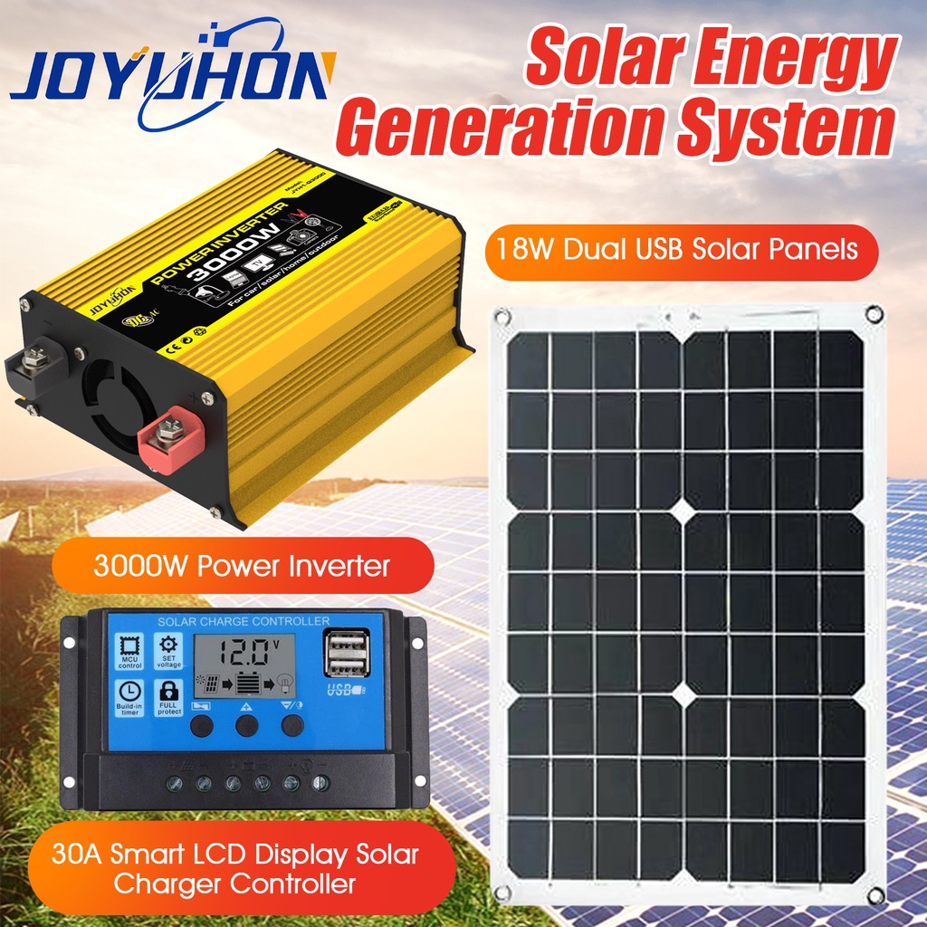 ✨臺灣現貨】JOYUHON 太陽能系統3000W電源逆變器+18W太陽能板+30A控制器