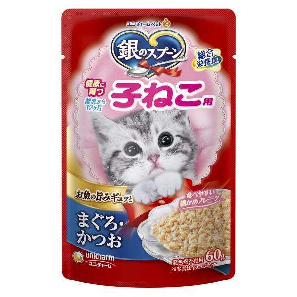 日本Unicharm Pet 銀湯匙幼貓餐包鮪魚＋鰹魚x6