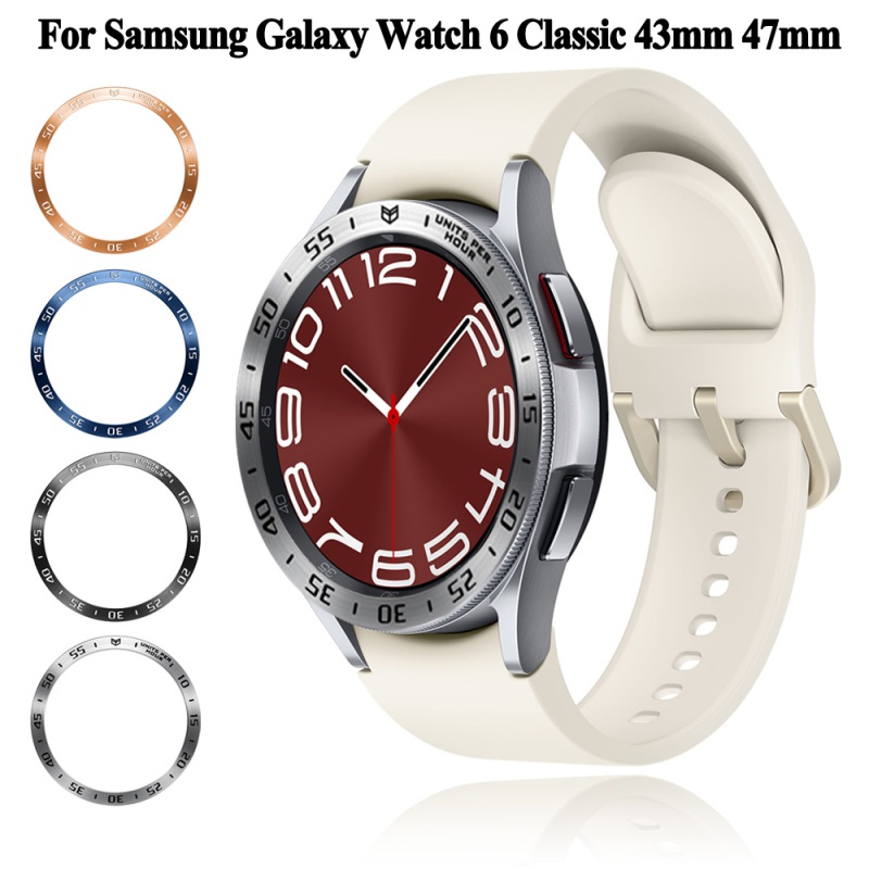 適用於三星 Galaxy watch 6 classic 43mm 47mm智能手錶金屬不鏽鋼錶圈 運動刻度保護環