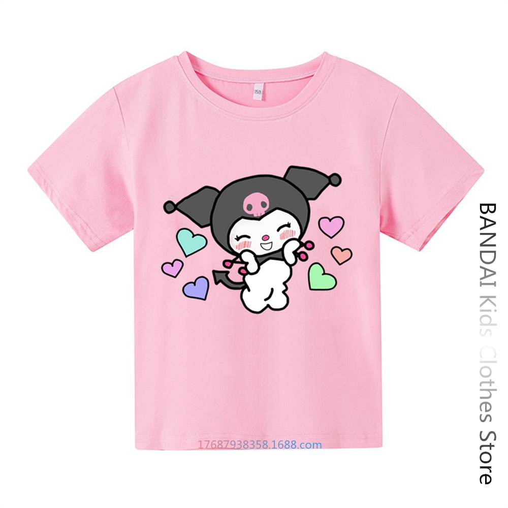 2023新款三麗鷗系列短袖hello Kitty Cinnamoroll Melody Kuromi T恤兒童夏季男嬰衣
