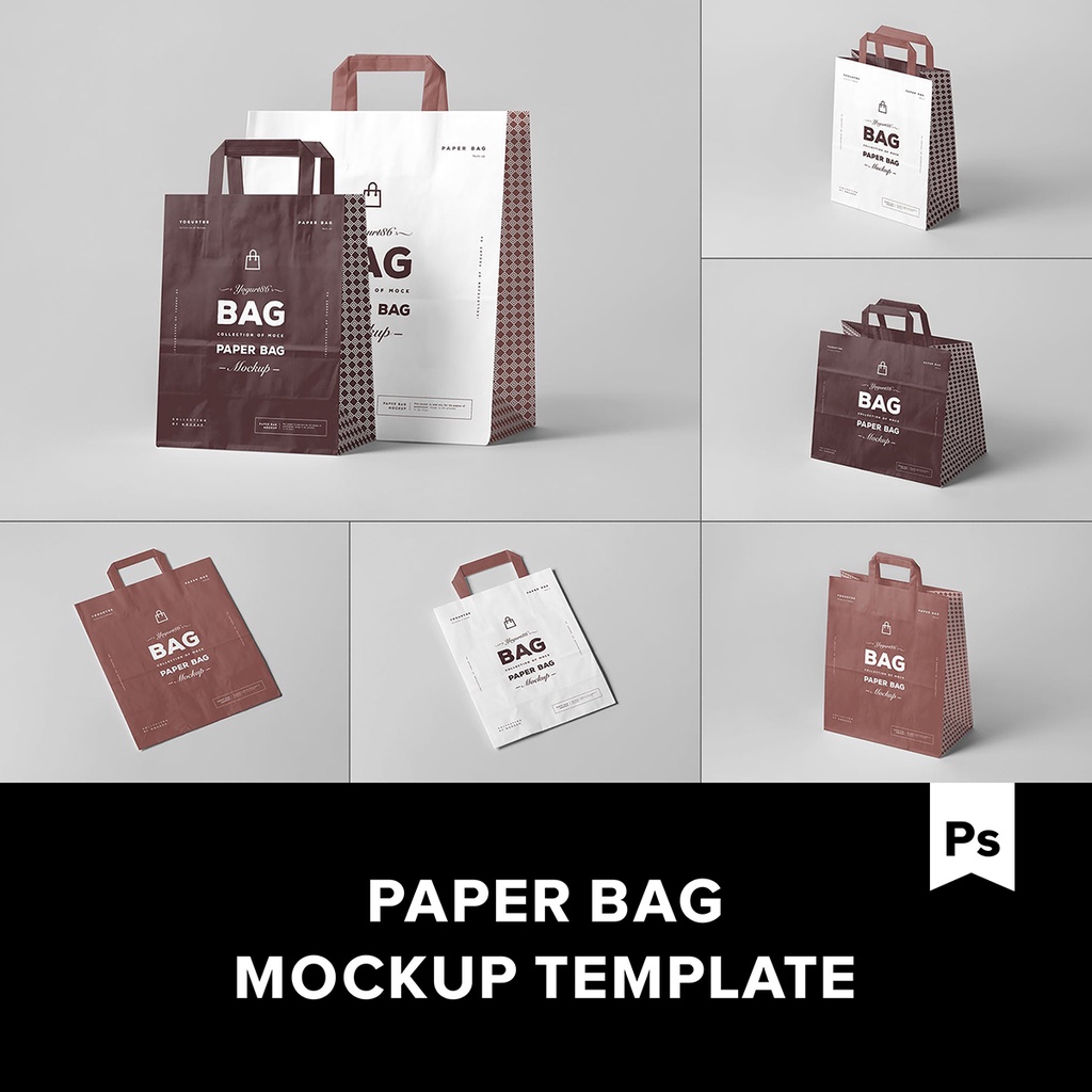 11款購物手提紙袋包裝設計展示Ps貼圖樣機範本素材