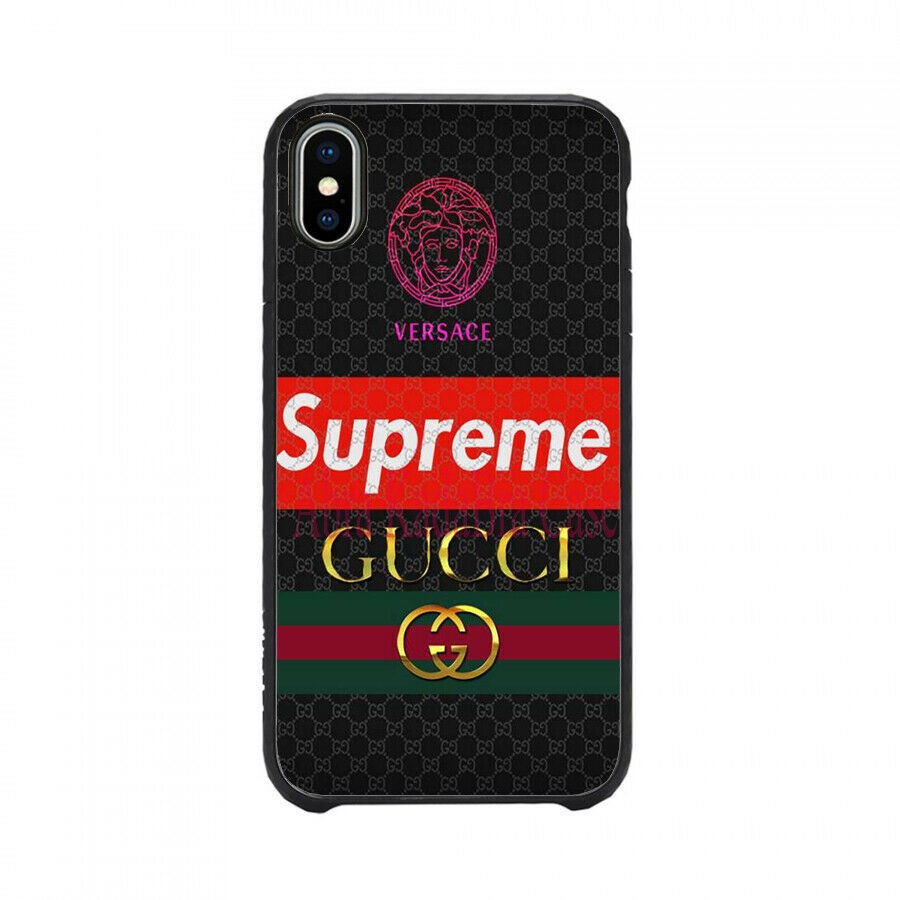 古馳 “Gucci Logo Gold”“Gucci Roshi”黑色印花硬殼手機殼保護套適用於 IPhone 13 I