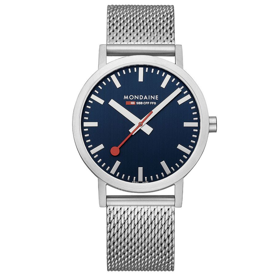 MONDAINE瑞士國鐵CLASSIC米蘭帶腕錶/ 深海藍/ 40mm eslite誠品