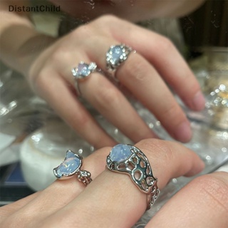 Dsth 不規則水晶開口戒指可調節鋯石手指戒指女士女孩甜美酷炫時尚美學首飾 DSS