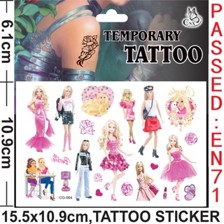 1pcs芭比娃娃貼紙15.5x10.9cm兒童可愛卡通兒童時尚紋身貼紙