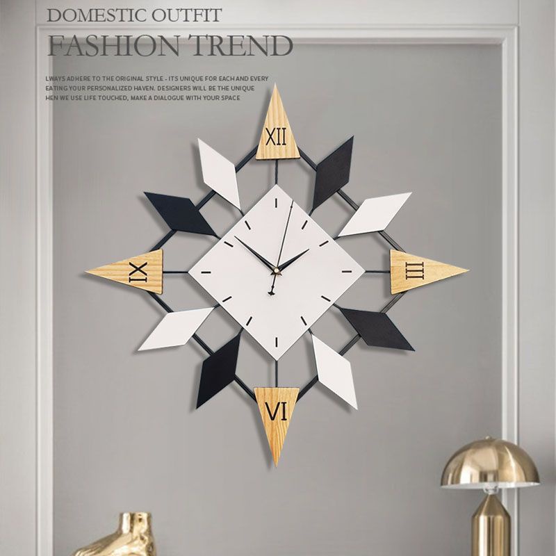 壁掛鐘木藝指針數字鐘北歐現代客廳掛鐘簡約時尚大氣個性創意藝術時鐘家用裝飾石英鐘錶電子鐘