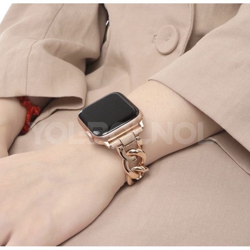 日韓小香風錶帶 適用蘋果手錶 適用於Apple watch錶帶 iwatch 8/7/SE/6/5 不鏽鋼金屬鍊條錶帶