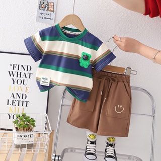 Summer New Arrival Korean Style Boys' Round Neck Striped Cot