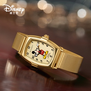 迪士尼禮物帶盒米老鼠夜光帶桶形手錶兒童錶帶石英男孩女孩學生時鐘 Relogio Feminino