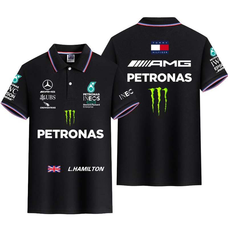 適用於賓士PETRONAS車隊 F1賽車服 短袖T恤 夏季POLO衫 (高品質版本)
