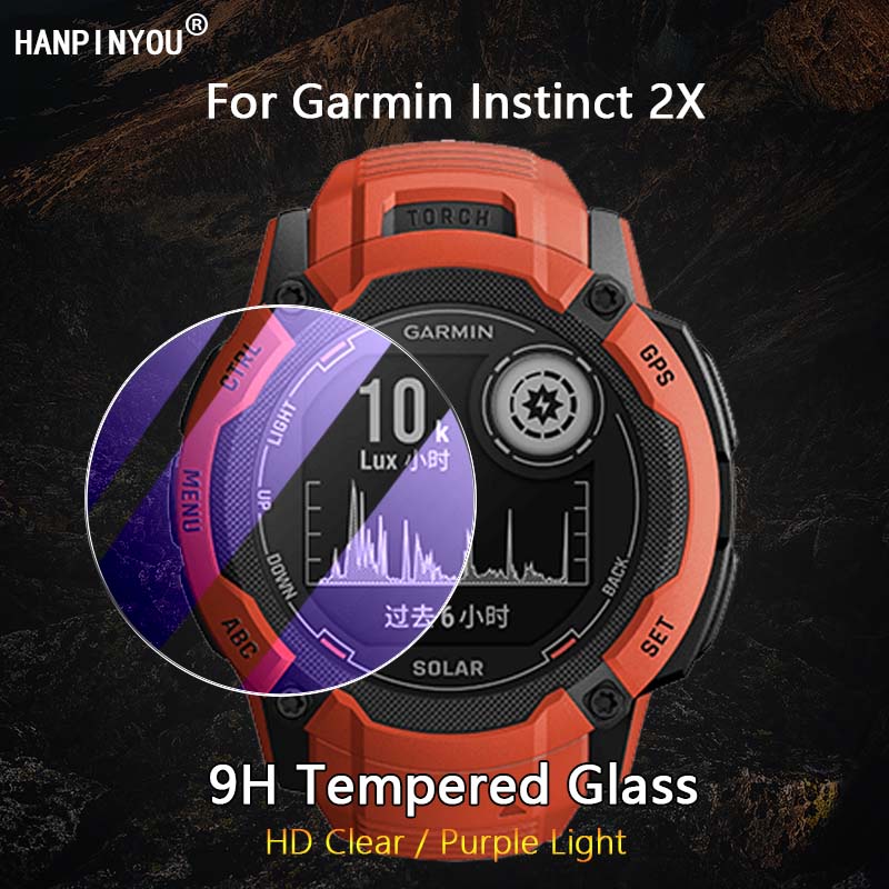 適用於 Garmin Instinct 2X SmartWatch 超透明/防紫光 2.5D 鋼化玻璃膜屏幕保護膜