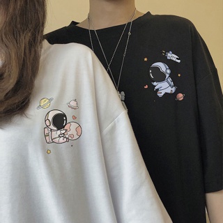 新款宇航員印花短袖t恤設計簡約夏季休閒情侶上衣