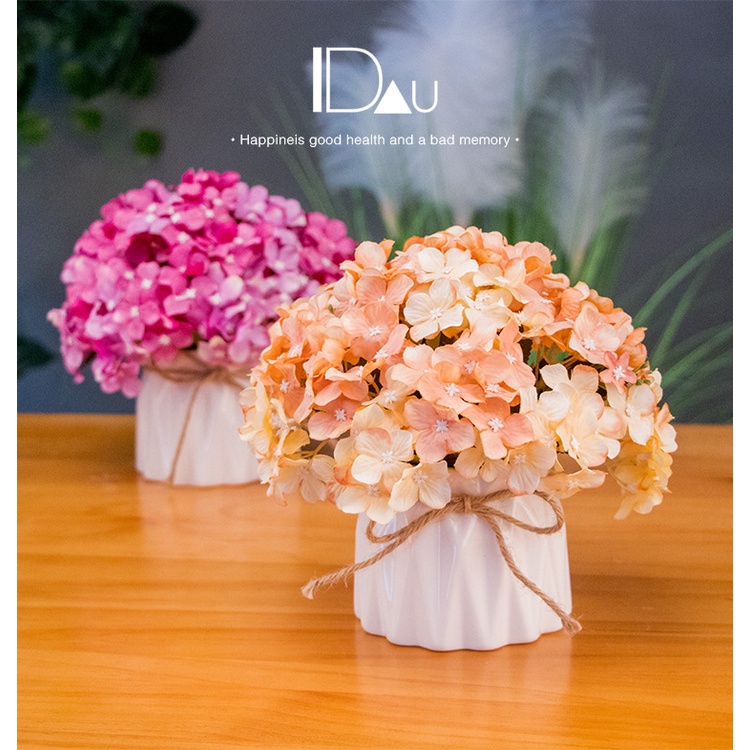 人造盆栽花卉假花盆栽絲綢玫瑰花束裝飾帶花瓶假植物插花用於餐桌中心裝飾品家庭辦公室婚禮裝飾