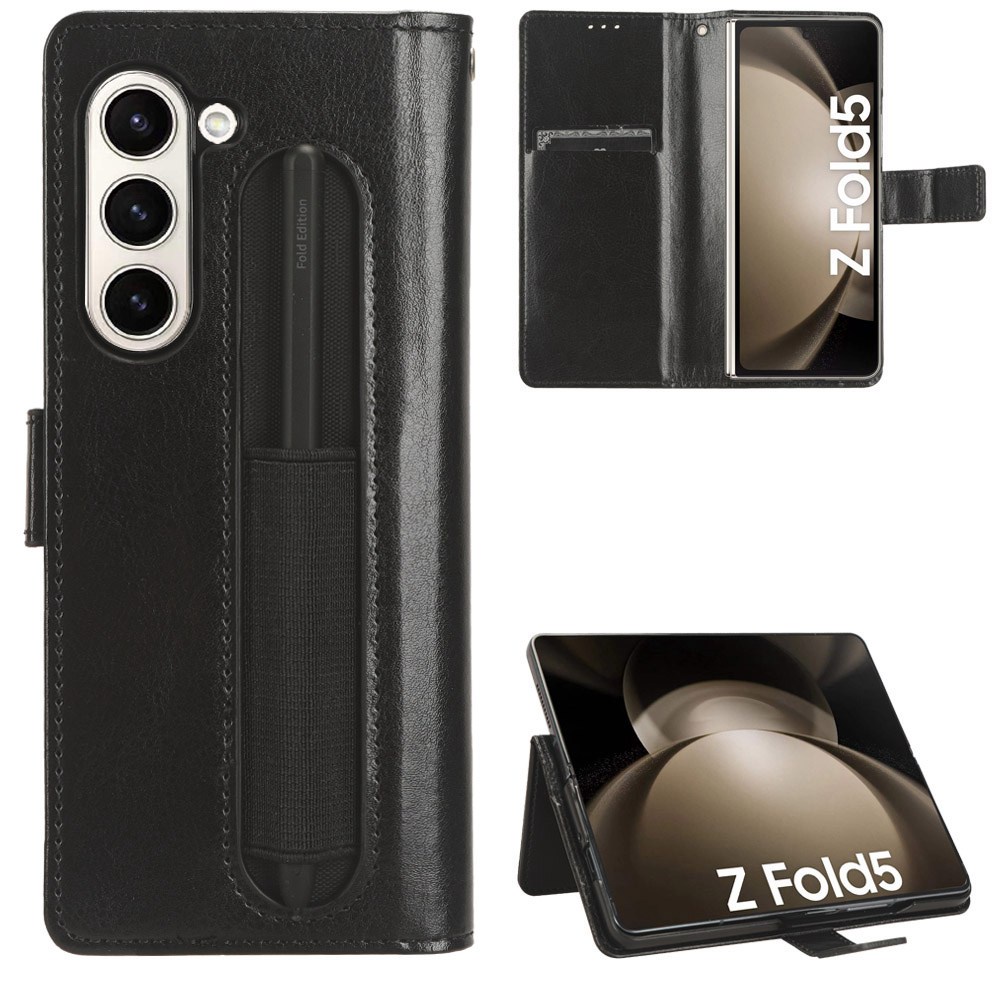瘋馬紋 三星 Galaxy Z Fold5 5G 手機殼 Z Fold 5 掀蓋 保護殼 磁扣 掛繩 筆槽 翻蓋皮套