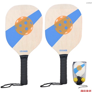 [新品]匹克球槳 2 件套木槳球拍帶球和網狀儲物袋適合初學者[26]