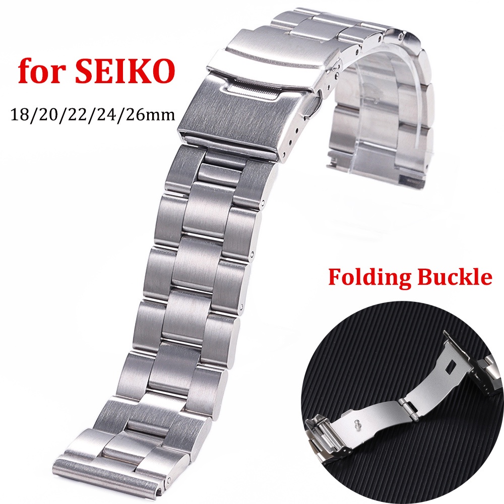 SEIKO 精工 5 SKX007 SKX009 SKX013 錶帶實心牡蠣實心 316L 不銹鋼手鍊的直端錶帶