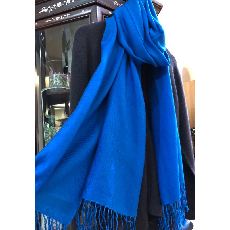 4Ply Pashmina 100%喀什米爾大圍巾/披肩(流蘇.斜織款)-PPT藍色系#3