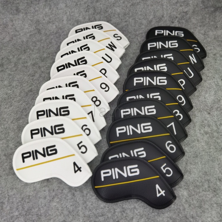 Ping 全新高爾夫球桿鐵桿頭套 (4,5,6,7,,8,9,P,U,W,S) Pu 皮革防水鐵桿頭保護套