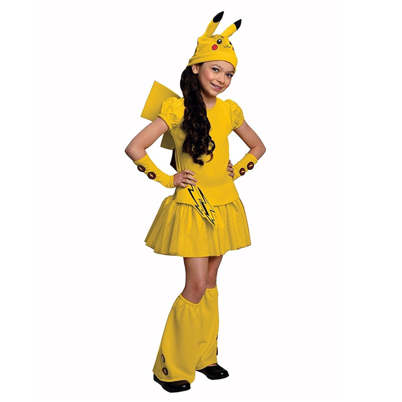 女孩皮卡丘 Pokemon Go 服裝搖尾巴萬聖節兒童角色扮演嘉年華派對化裝