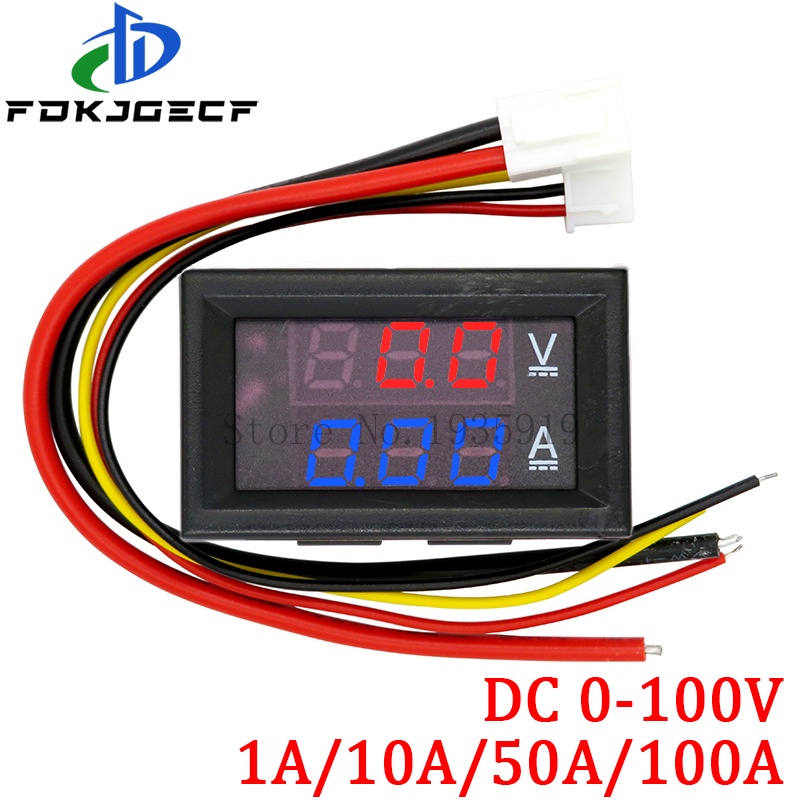 Dc 0-100V 1A 10A 50A 100A 電壓表電流表安培雙數字電壓表儀表 LED顯示表電流表電壓指示器