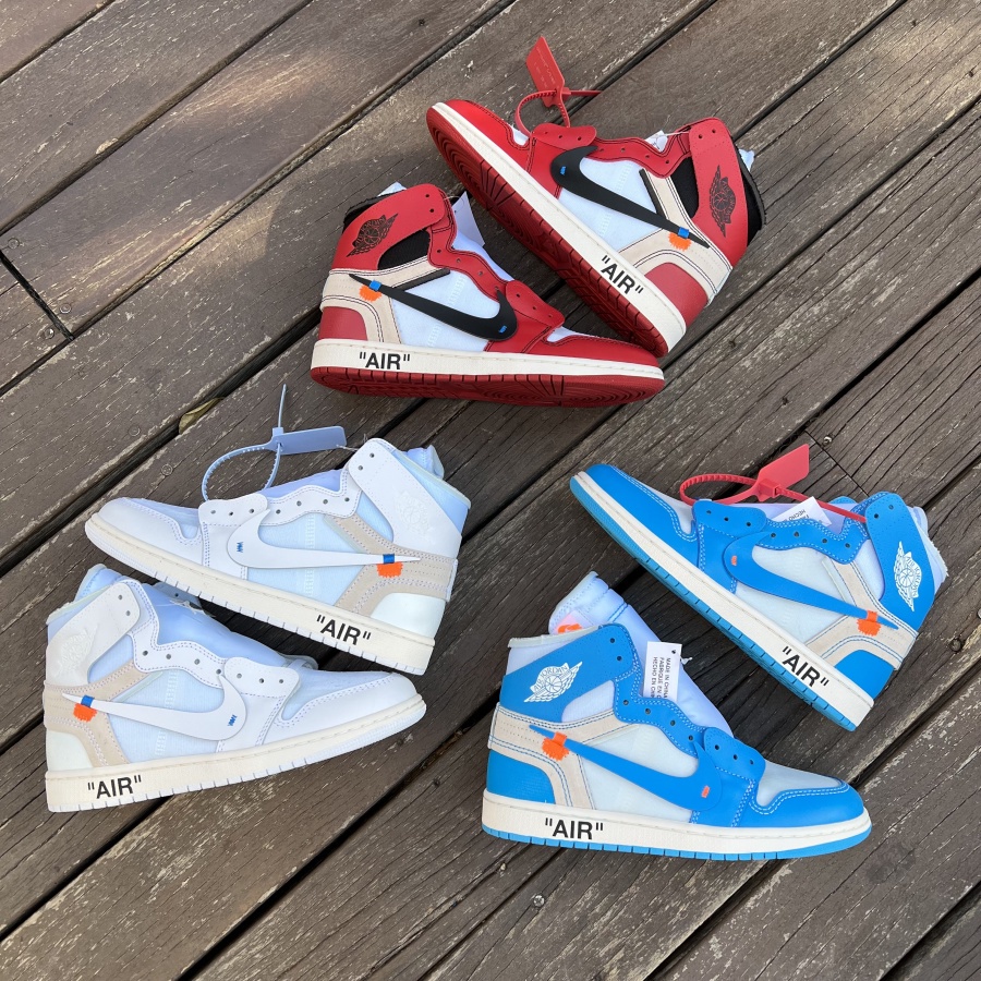 2022新款off-white x AJ1復古高芝加哥白紅籃球運動鞋AA3834-101