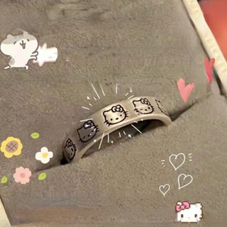 可愛的 Hello Kitty 情侶戒指 - 男女動漫鉛帶可調節開口戒指作為送給女朋友的禮物