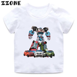 Cool Tobot Evolution Transformer機器人汽車印花兒童T恤女孩衣服卡通男嬰T恤夏季兒童上衣