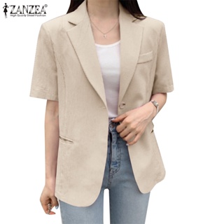 Zanzea 女士韓版時尚純色短袖辦公室假日西裝外套