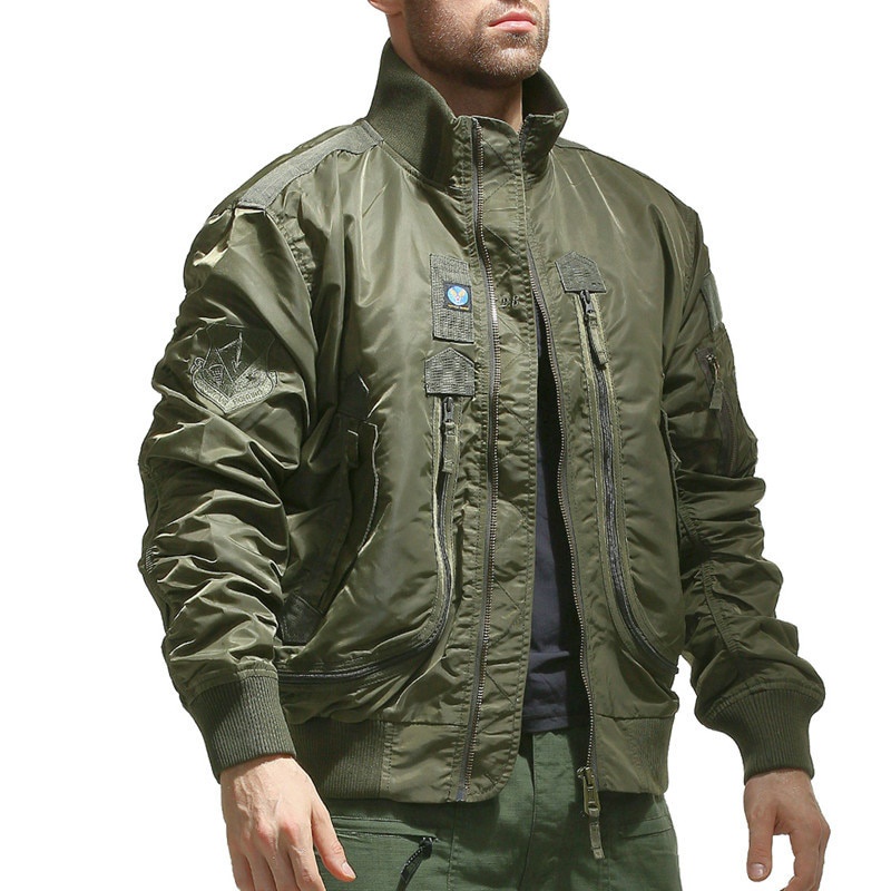 男士防水飛行員夾克戶外軍事多口袋 MA-1 空軍風衣外套男士戰術夾克