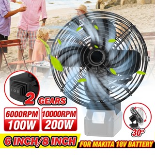 全新優質強風無線8寸風扇可用於makita款 18v電池的200w金屬迷你便攜式家用戶外露營風扇