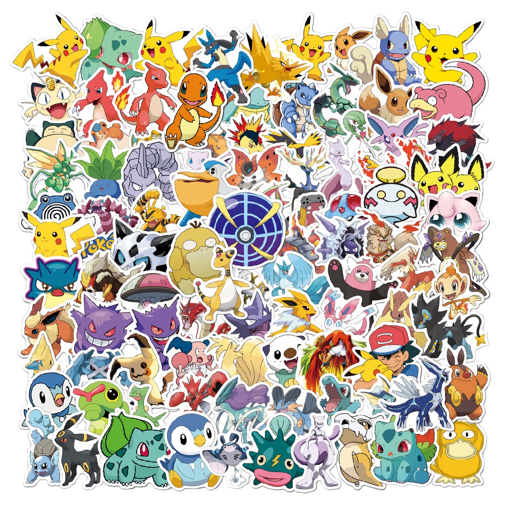 100張入 神奇寶貝 精靈寶可夢 Pokémon 防水行李箱貼紙 機車貼紙 筆電貼紙（3）