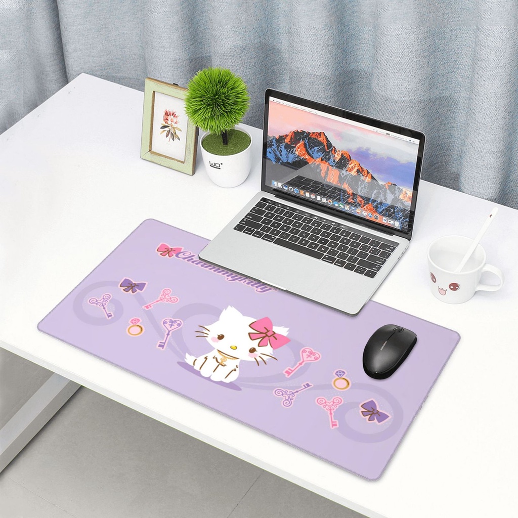 三麗鷗 Sanrio Charmmy Kitty 40x75cm 大號印刷鼠標墊,防滑橡膠底座電腦鍵盤墊。