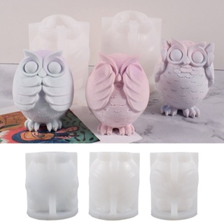 R* 可愛的 3d 貓頭鷹矽膠模具閃爍貓頭鷹形狀蠟燭模具 DIY 手工香味