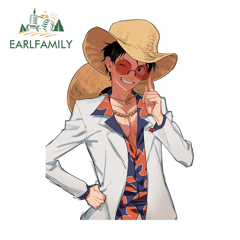 Earlfamily 13cm x 9.6cm Luffy Cool Car Stickers 創意防刮手推車露營車窗戶