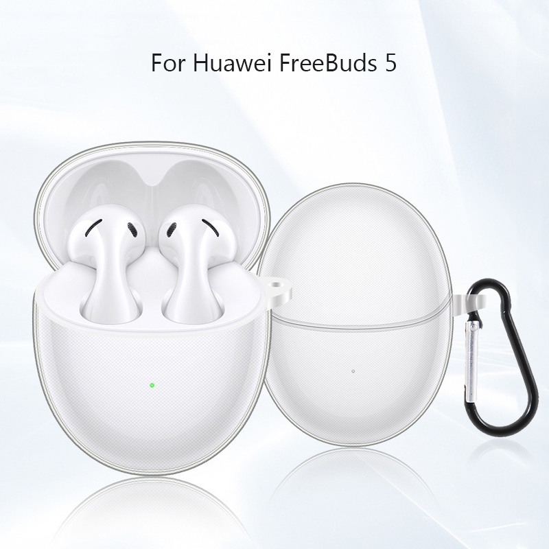 適用於華為 FreeBuds 5 FreeBuds5 TWS 耳機套充電盒包無水印的透明軟矽膠水晶 TPU 保護套