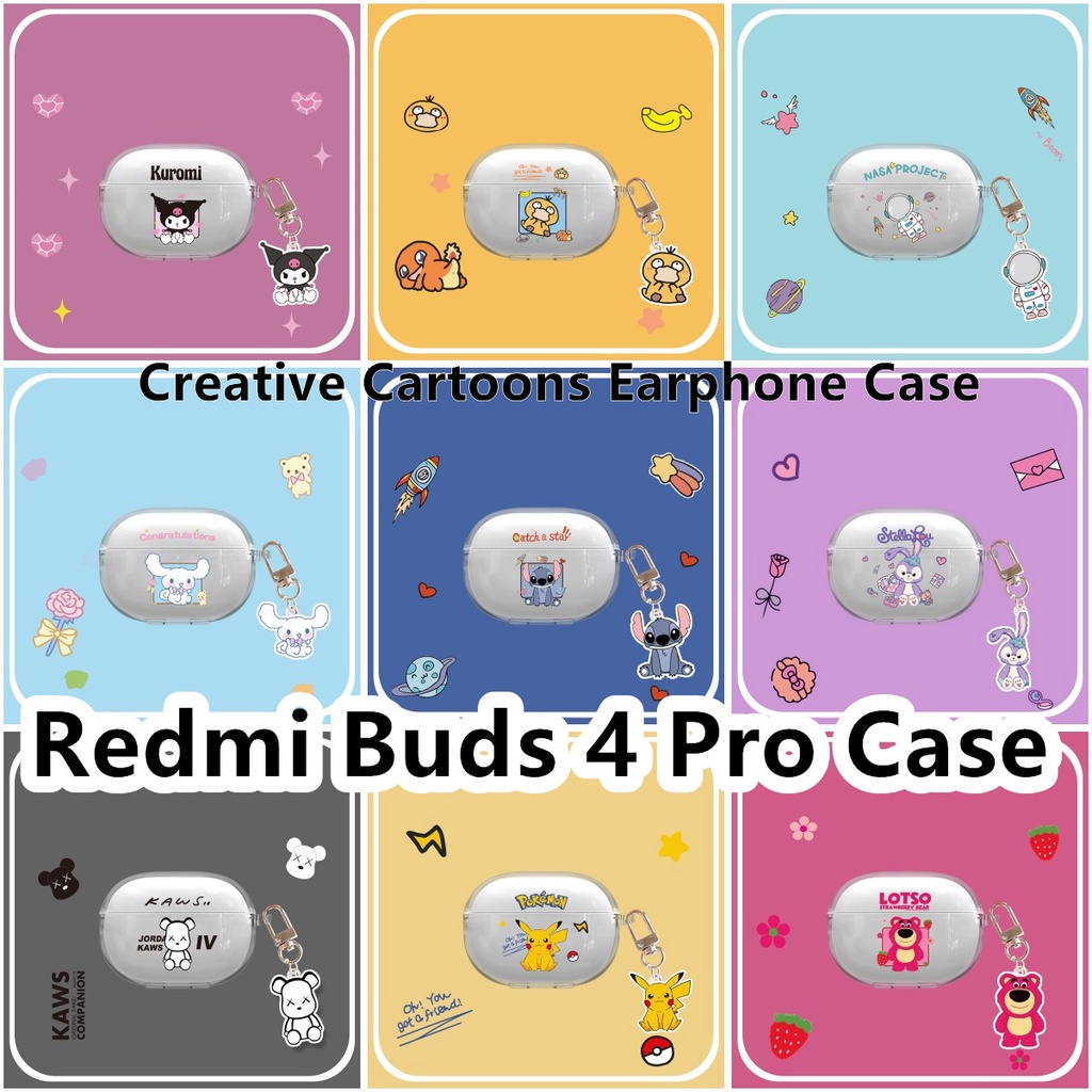 【imamura】適用於 Redmi Buds 4 Pro 保護套可愛卡通紫色兔子和皮卡丘適用於 Redmi Buds