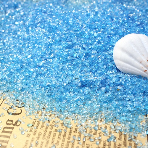 【100克/份】夢幻藍色玻璃沙 七色可選微景觀裝飾玻璃砂 玻璃彩珠彩砂魚缸底沙水族造景石 海洋漂流瓶裝飾砂