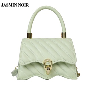 Jasmin NOIR 條紋女式手提包休閒鎖扣吊帶包小翻蓋手提包