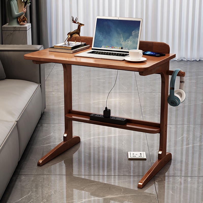 【實木】筆記本電腦桌可移動沙發邊實木邊幾卧室床邊桌子小型簡約書桌北歐書桌 電腦桌 實木書桌
