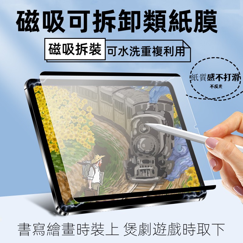 磁吸式 可拆卸 類紙膜 適用於 iPad Air5 Air6 10 9 8 7 6 pro mini6 2024 保護貼