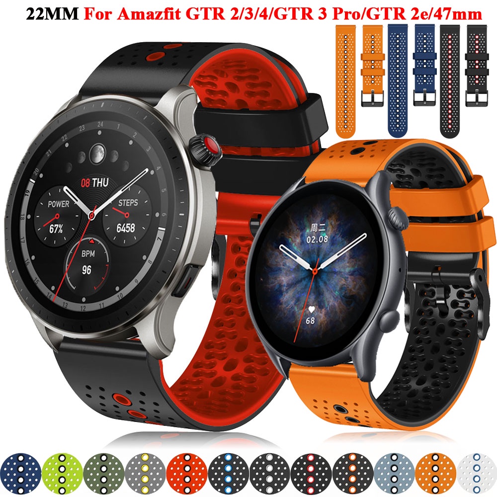 22mm替換錶帶適用於華米Amazfit GTR 4 3 2 2e 運動矽膠腕帶 Amazfit pace錶帶