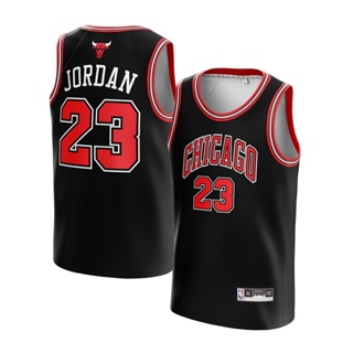 邁克爾喬丹球衣芝加哥公牛隊 23 黑色黑色經典球迷版籃球 NBA 球衣 T 恤上衣服裝