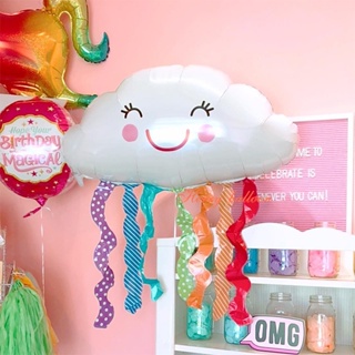 75*73cm微笑白雲流蘇七彩雲朵生日氣球兒童派對裝飾道具