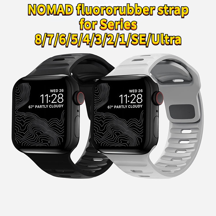 適用於 iWatch 系列的 Apple Watch Viton NOMAD 氟橡膠智能手錶錶帶 8 7 6 5 4 3