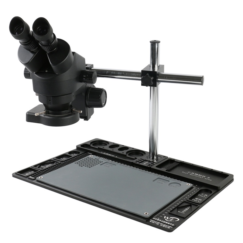 立體顯微鏡立體顯微鏡 3.5X - 90X 連續變焦放大倍率 + 大鋁支架 + 56 LED 環形燈 + 鏡頭