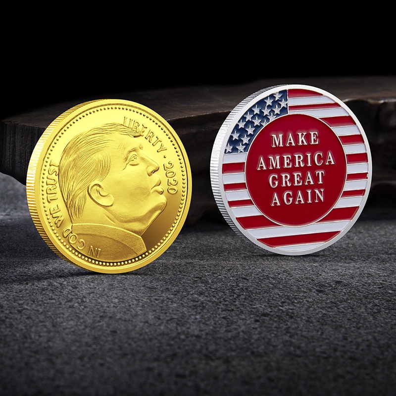 工廠直銷 大賣 挑戰硬幣供應外貿紀念幣 美國總統特朗普紀念章訂製 雙面烤漆徽章 DVUX