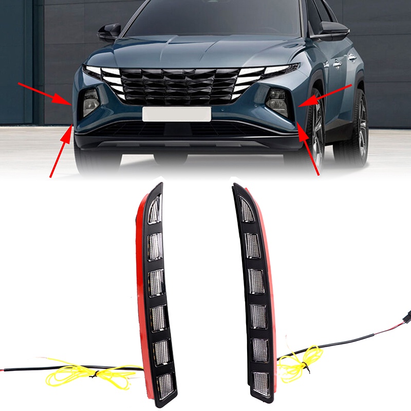 汽車日間行車燈前霧燈轉向燈LED外部裝飾配件 適用於Hyundai Tucson 2021-2023